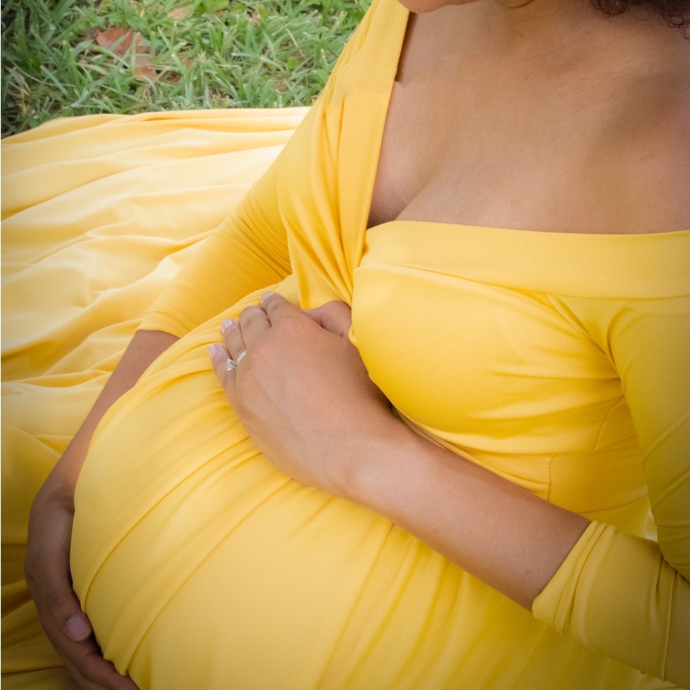 Maternity photo shoot baby shower maxi dress